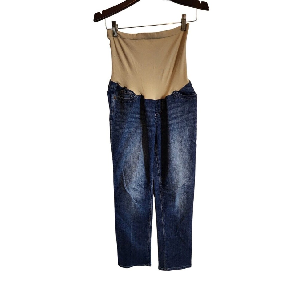 Indigo Blue Women's Blue Cotton Blend Full Panel Maternity‎ Jeans Size Medium